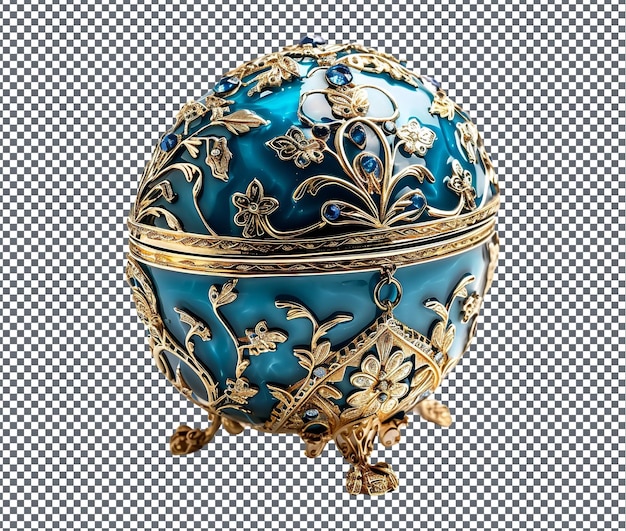 PSD stylish easter egg shaped jewelry box isolated on transparent background