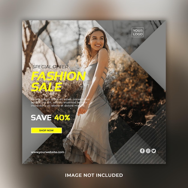 PSD stylish fashion sale social media banner or instagram post template