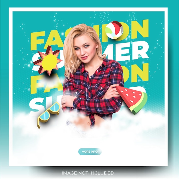 Stylish fashion summer sale social media poster with 3d icons