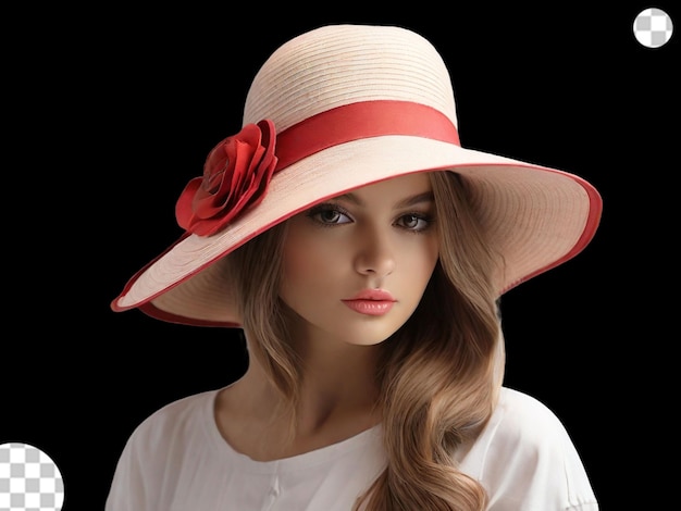 PSD stylish girl wearing hat png transparent