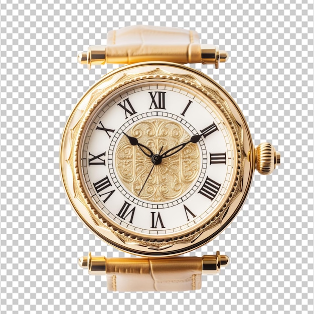 PSD stylish golden watch on a white surface on white background