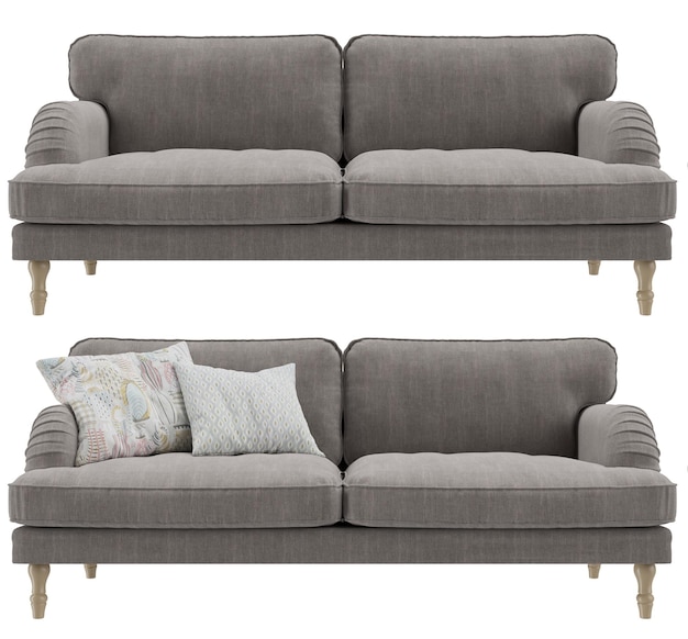 Stylish Gray Sofa with Pillows for Living Room