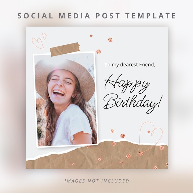 Stylish happy birthday invitation social media post template