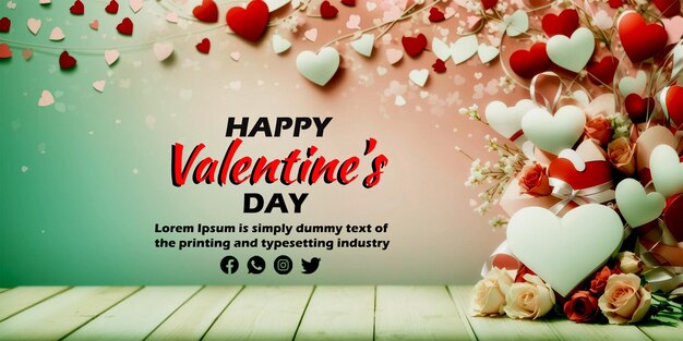 stylish happy valentines day celebration with hearts vector