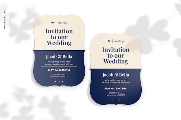 Stylish invitation card mockup top view