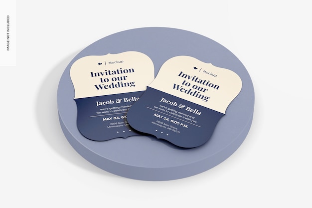 PSD stylish invitation cards mockup on podium