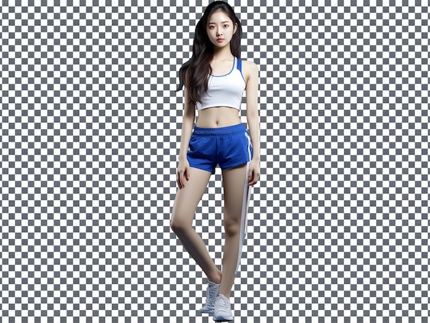 A stylish korean female student isolated on transparent background