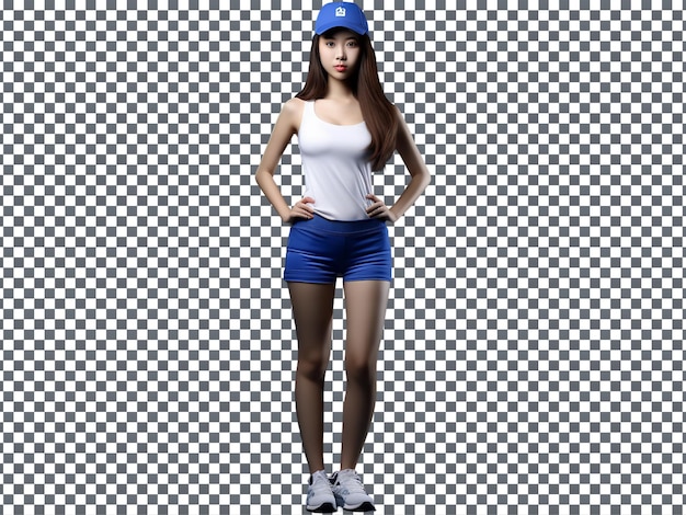 PSD a stylish korean female student isolated on transparent background