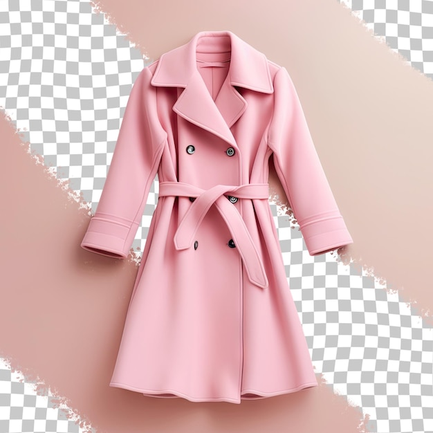 PSD stylish long pink coat for women isolated on transparent background