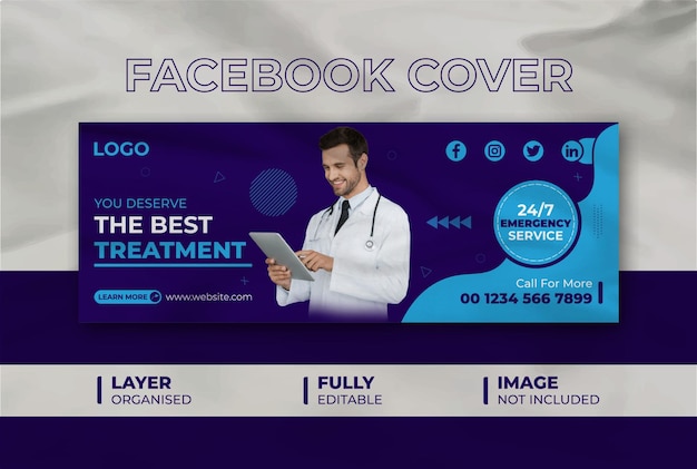 PSD elegante modello di design della copertina di facebook per l'assistenza sanitaria medica