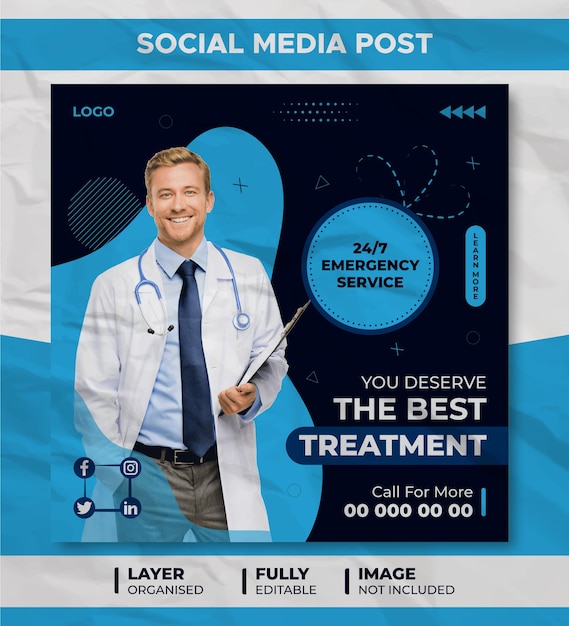 Stylish Medical Healthcare Social Media Post Template