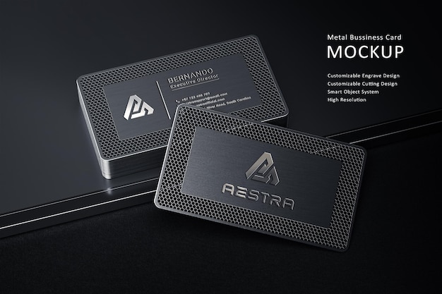 PSD stylish metal business card mockup