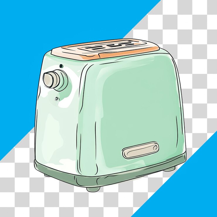 PSD stylish mint green toaster on transparent background