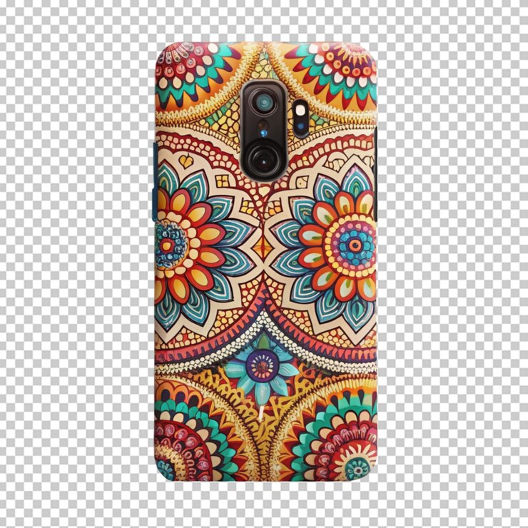 PSD stylish mobile cover on transparent background