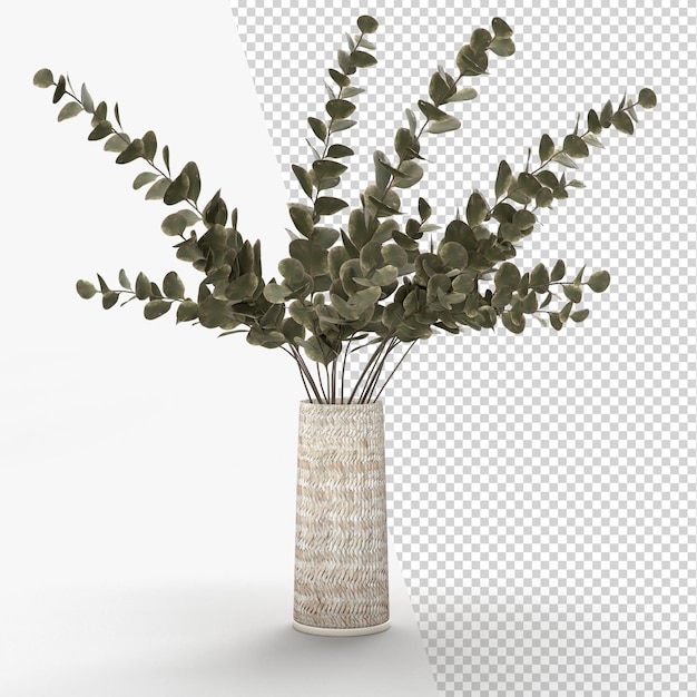 PSD stylish modern dried flower arrangement in cylindrical vase as home decoration 3d rendering