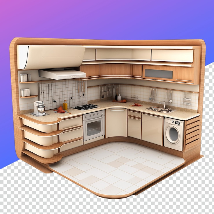 PSD stylish modern kitchen interior design for contemporary homes