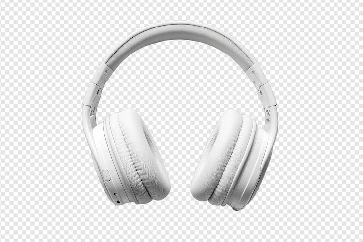 PSD stylish overear headphones with isolated soft cushions with isolated on transparent background