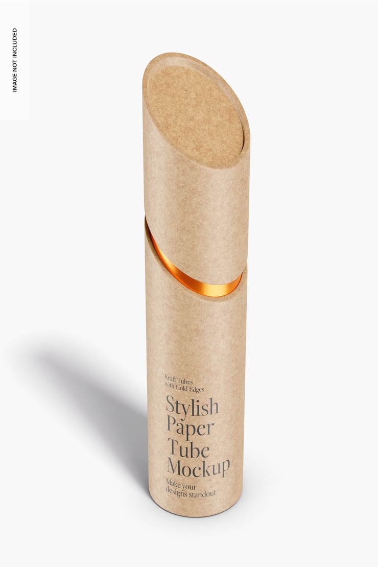 PSD stylish paper tube mockup perspective