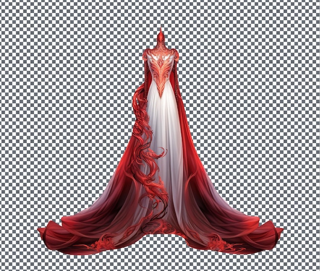 PSD stylish phoenix and dragon embroidered wedding cape isolated on transparent background