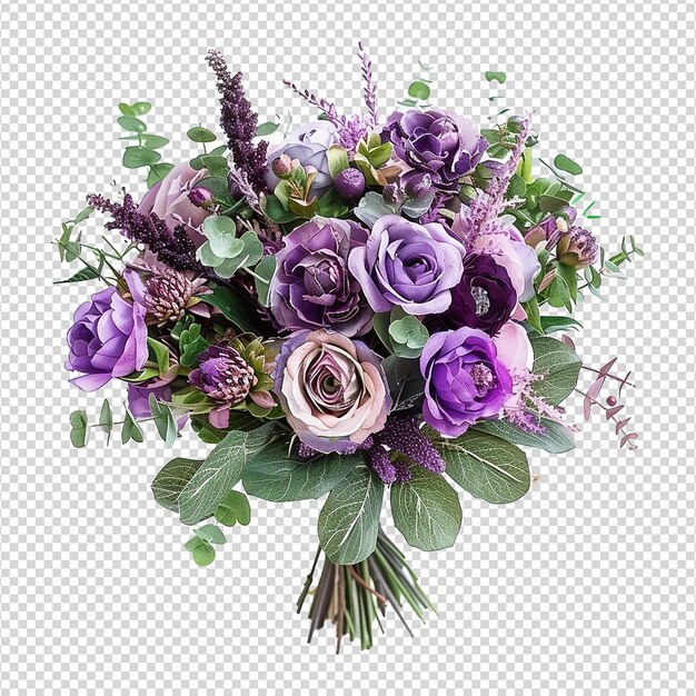 PSD stylish purple bouquet isolated on transparent background png