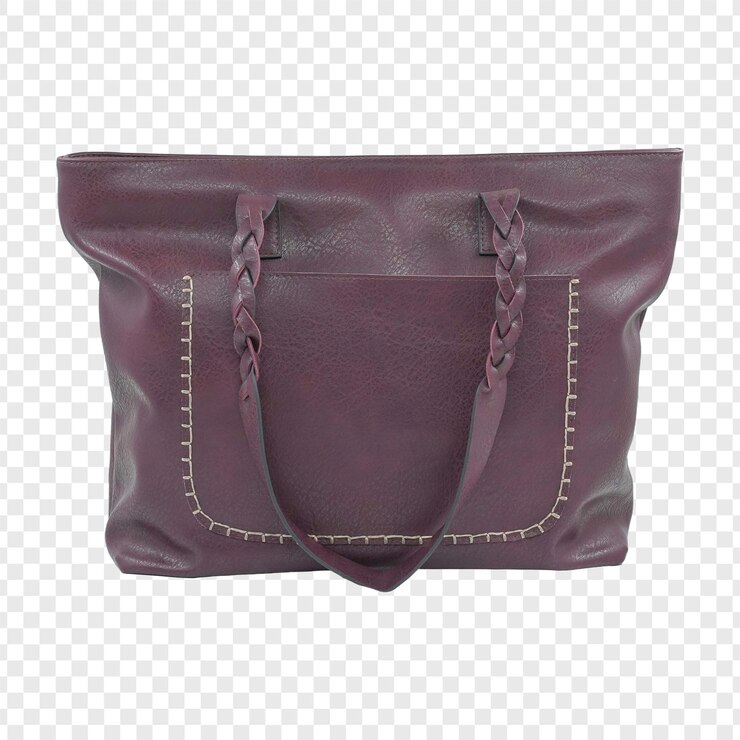 PSD stylish purple tote bag with braided handles