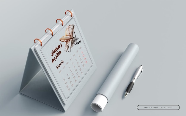 PSD stylish ramadan desk calendar mockup