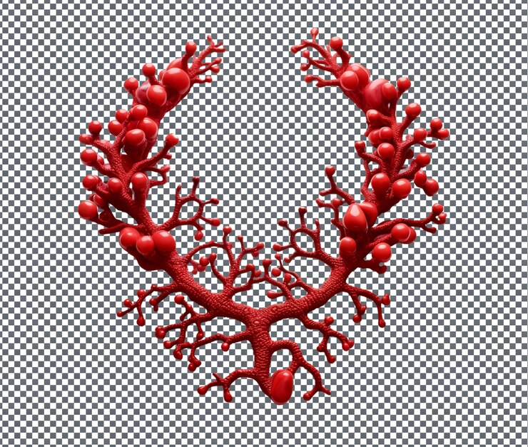 PSD stylish red color bridal necklace isolated on transparent background