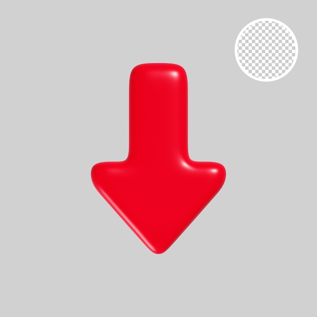 Stylish red inflated arrow points down to attract attention 3d render