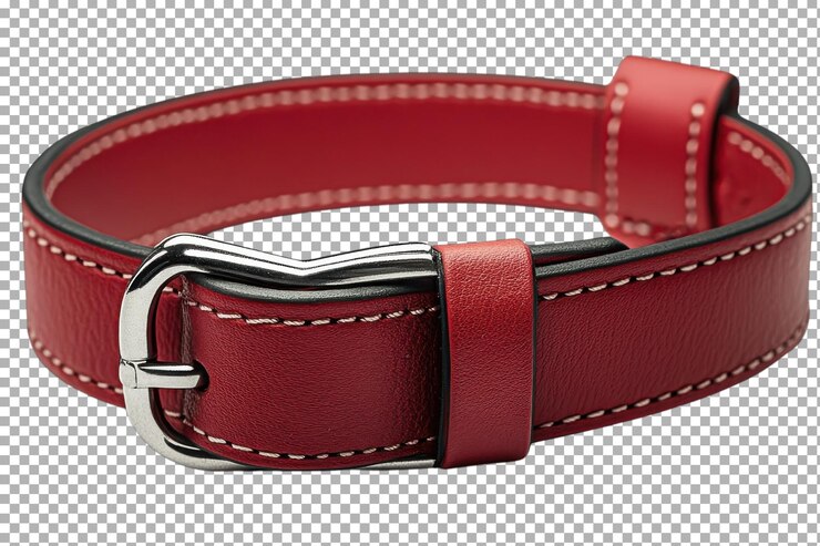 PSD stylish red leather collar with buckle designed for pets or casual fashion needs