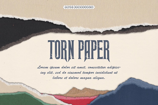 Texture di carta strappata elegante e mockup di carta strappata