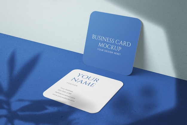 PSD stylish simple square size corporate editable textured business card mockups