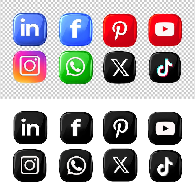 PSD stylish social media icon set