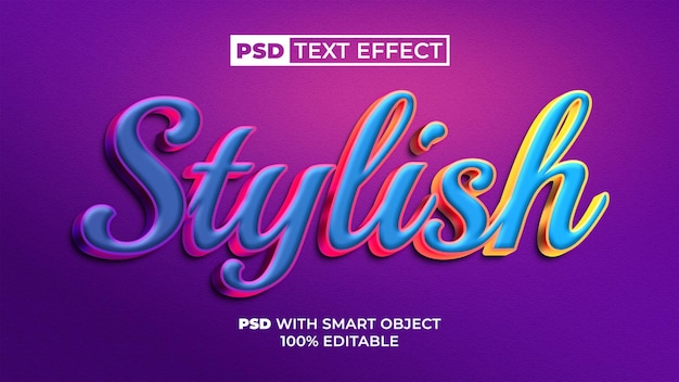 PSD stylish text effect colorful style editable text effect