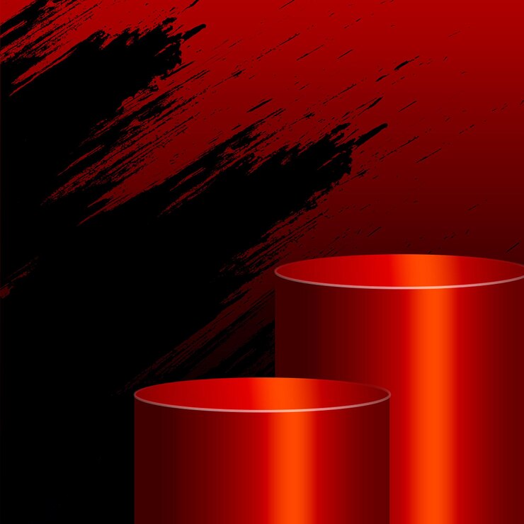 PSD stylish two red podium display mockup for product presentation