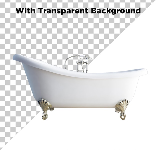 Stylish White BathTub or Bath Tub or Jacuzzi Style TubPNG PSD Isolated on Transparent Background