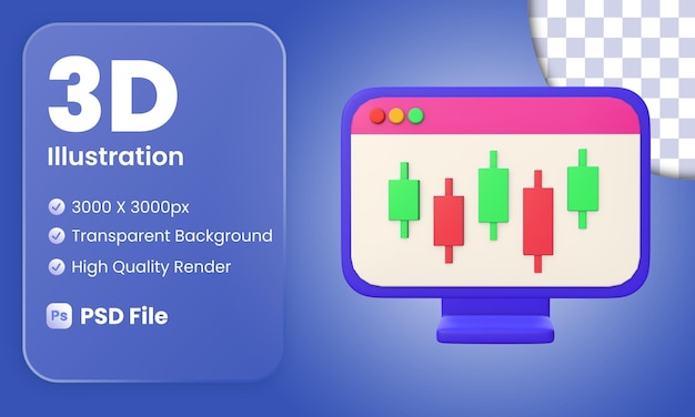 PSD 様式化された3dローソク足イラストデザイン