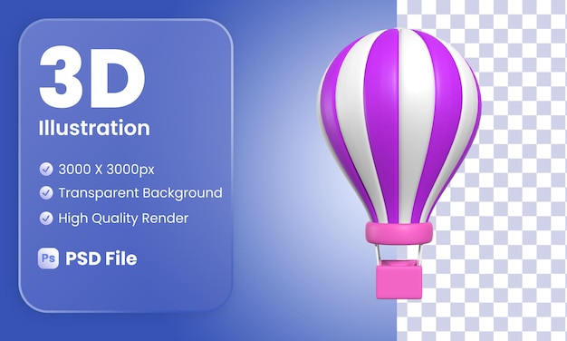 PSD stylized 3d hot air balloon illustration design