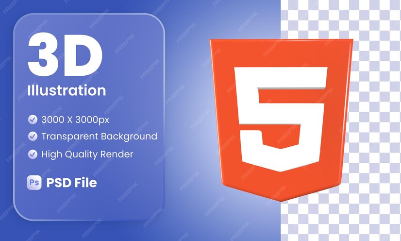 Premium PSD | Stylized 3d html icon design