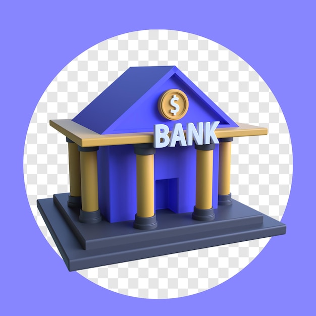 Стилизованная 3D-иллюстрация здания банка