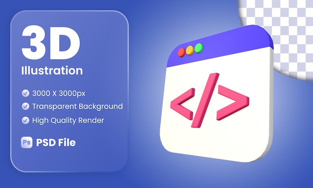 Premium PSD | Stylized 3d illustration of coding
