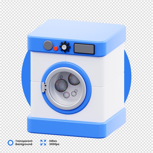 Stylized 3D Illustration of a Modern Washing Machine