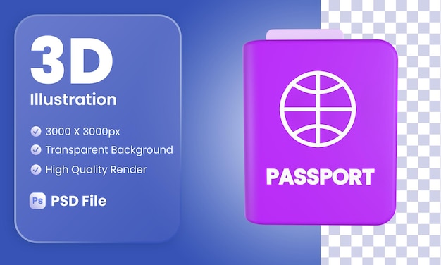 Stylized 3d passport illustration design