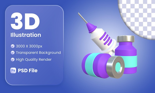 PSD stylized 3d vaccine tool illustration