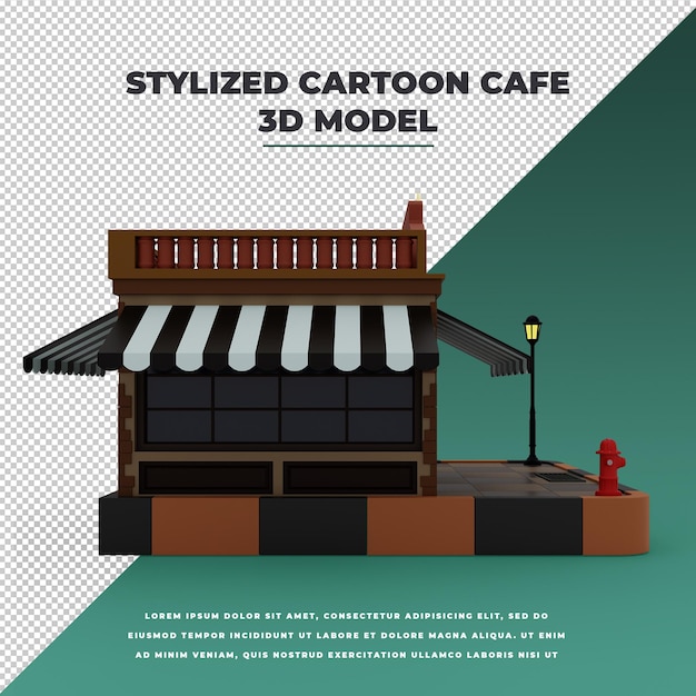 PSD stylized cartoon cafe