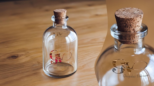 stylized Glass Bottle mockup for photoshop amp projects