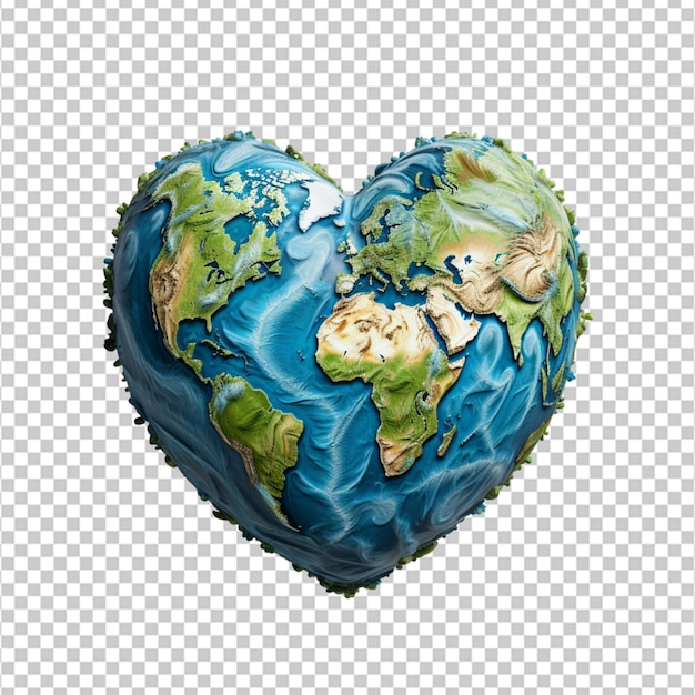 PSD a stylized heartshaped earth symbolizing global health on white background