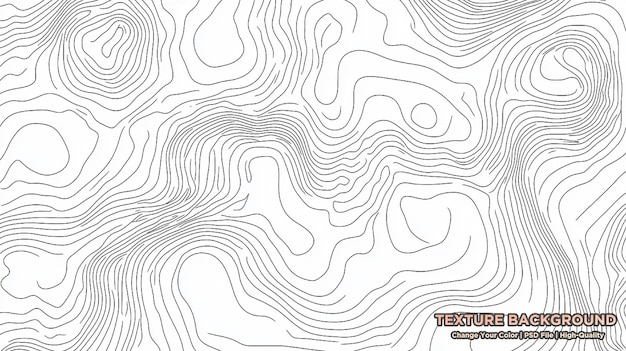 線とコンツールの地形線のスタイライズされた高さ