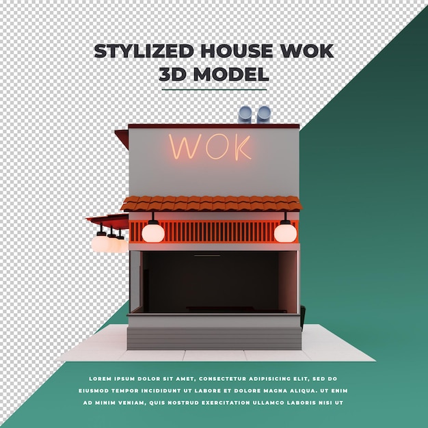 PSD stylized house wok