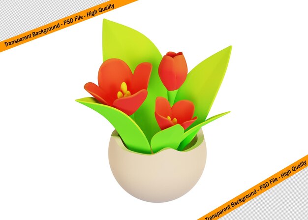 PSD stylized low poly flowers for game development