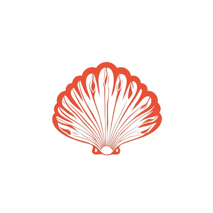 PSD stylized orange scallop shell graphic design element